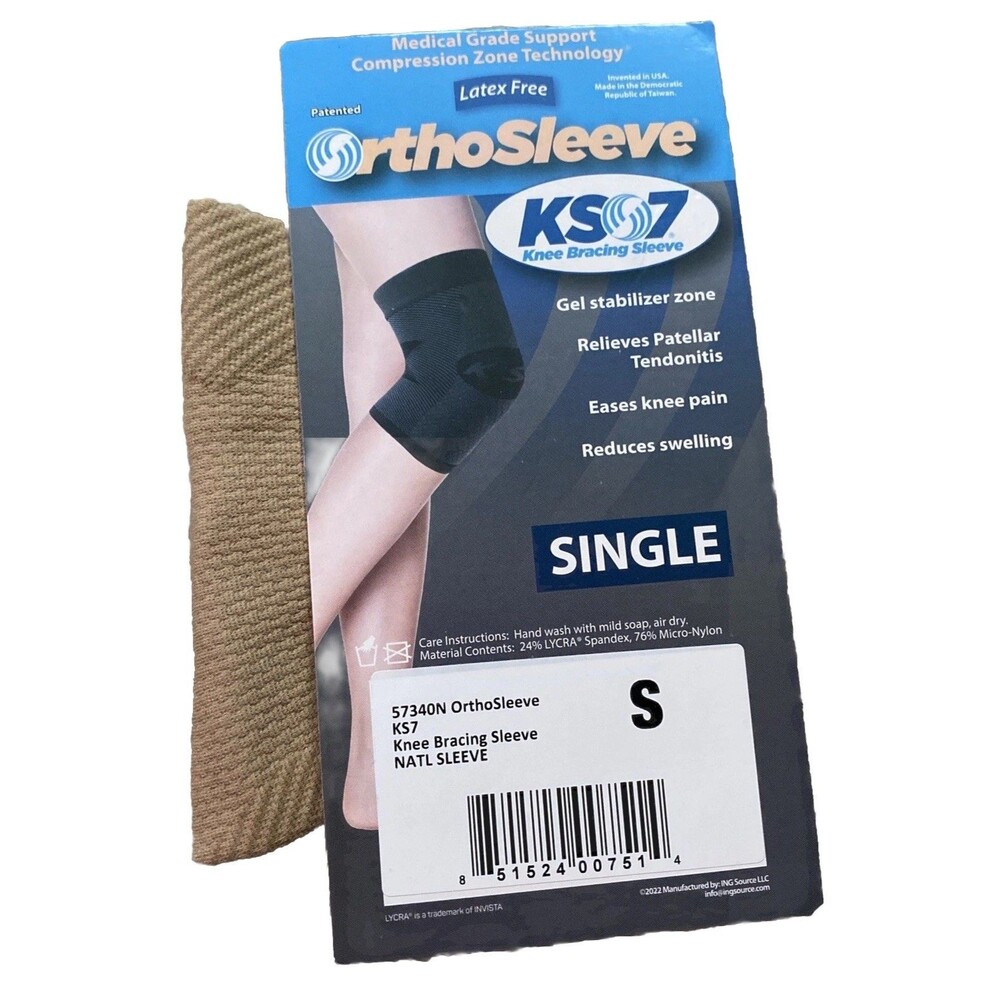 OrthoSleeve Knee Bracing Sleeve Gel Stabilizer Knee Pain Reduces Swelling Small